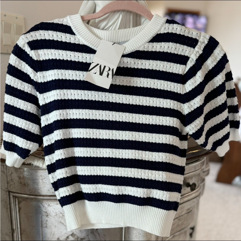 Zara blue and white striped sweater